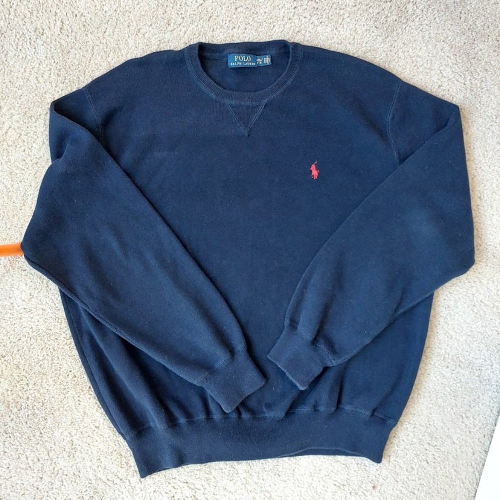 Polo Ralph Lauren Cotton Knit Sweater, Navy, Men's XXL